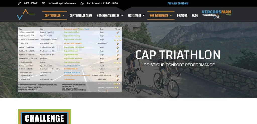 Création de site internet événementiel – CAP Triathlon